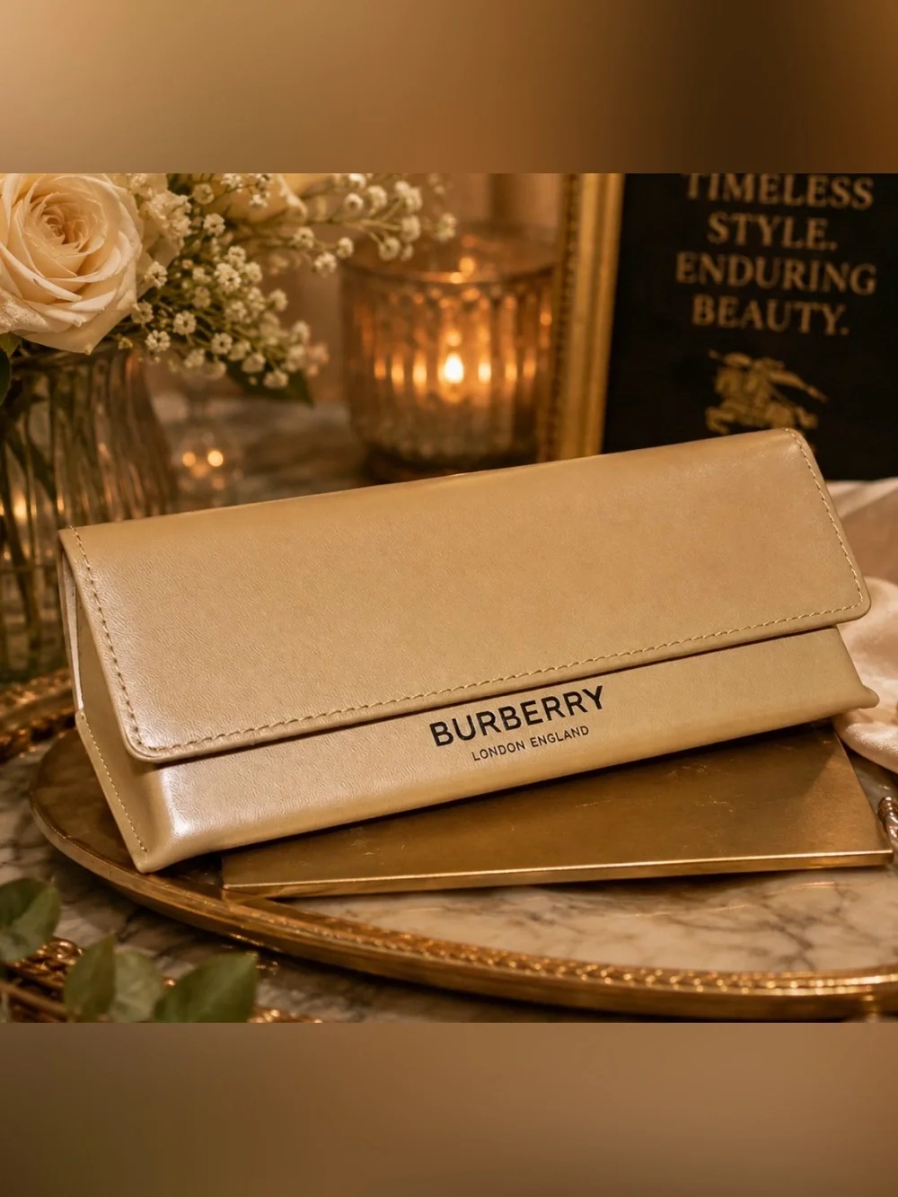 Burberry Leather Fold-Over Eyeglass Case
